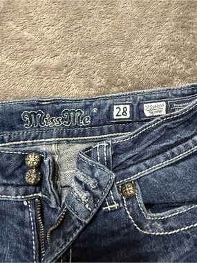 Miss Me Indigo Blue Skinny Jeans with Embroidered Logo
